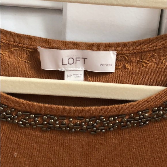 Brown sweater top with detailed collar - loft - Picture 2 of 4